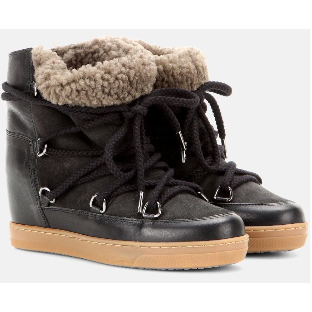 Isabel Marant Nowles Shearling Lined Wedge Boots EU 36